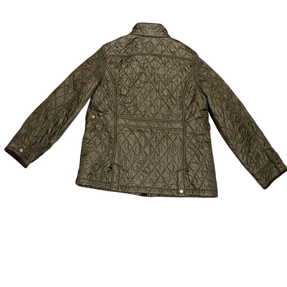 L.L.Bean Quilted Riding Jacket Olive Fleece-Lined Size L - Picture 3 of 6